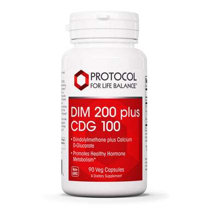 PROTOCOL FOR LIFE BALANCE DIM 200 Plus CDG - 200mg Calcium & DIM Supplement - 90 Veg Caps | Non-GMO & Kosher
