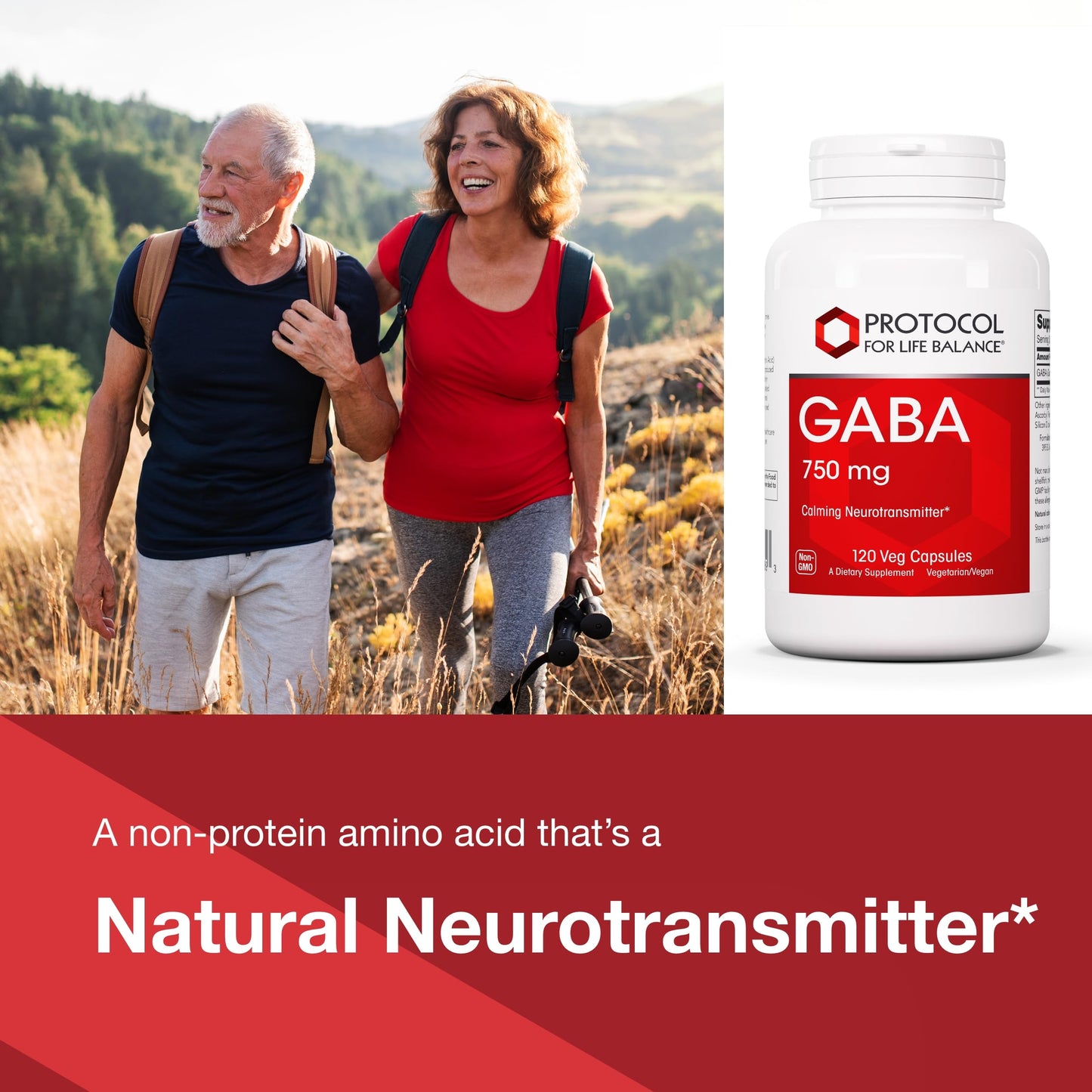 GABA 750mg - Normal Cognition | 120 Veg Caps | Protocol for Life Balance