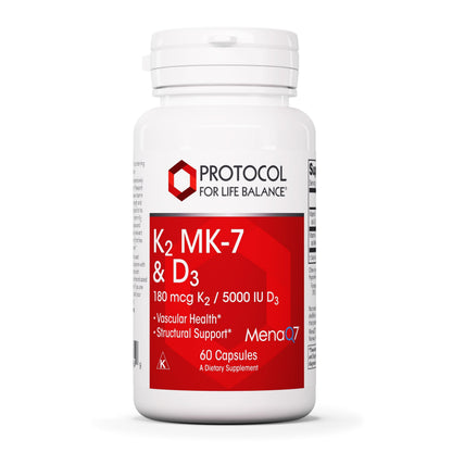 Protocol For Life Balance K2 MK-7 & D3 – Bone Health & Vascular Support, 60 Veg Capsules