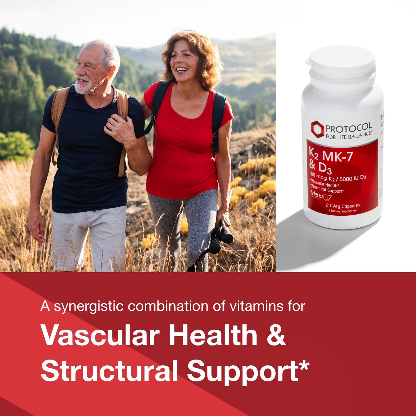 Protocol For Life Balance K2 MK-7 & D3 – Bone Health & Vascular Support, 60 Veg Capsules