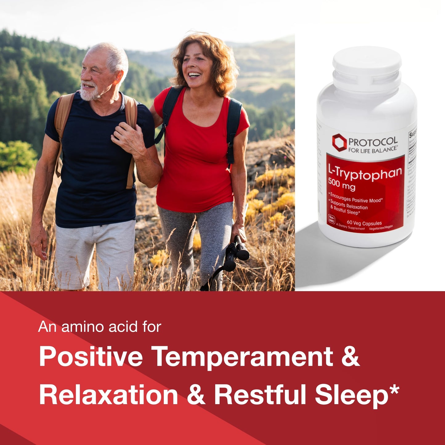L-Tryptophan 500mg - Stress Relief & Relaxation | Protocol for Life Balance 60 Veg Caps