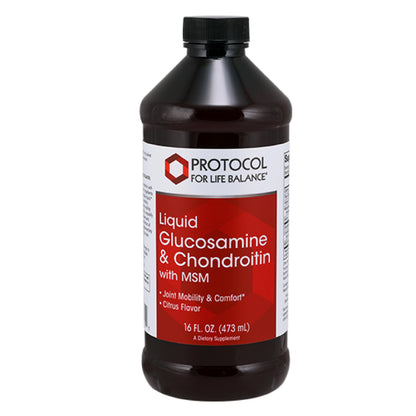 Protocol for Life Balance Liquid Glucosamine & Chondroitin with MSM – Joint Support – Egg Free, Dairy Free – 16 fl oz