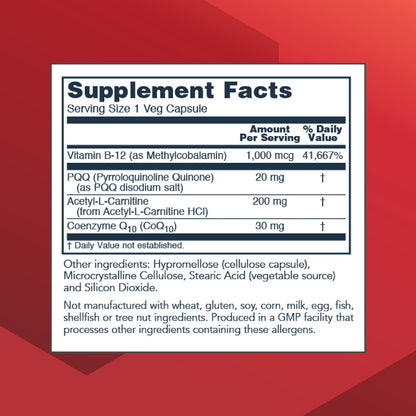 PROTOCOL FOR LIFE BALANCE PQQ Complex – Mitochondrial Health, CoQ10 & L-Carnitine – B Vitamins – 30 Veg Caps