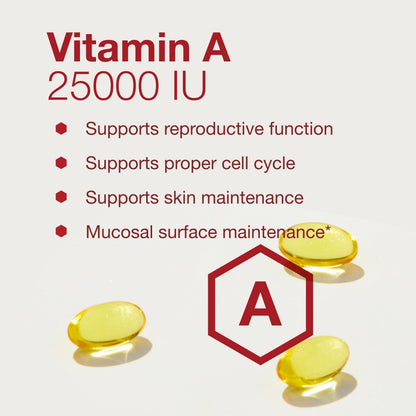 Vitamin A 25,000 IU - Eye & Immune Health | Protocol For Life Balance | 100 Softgels (2-Pack)