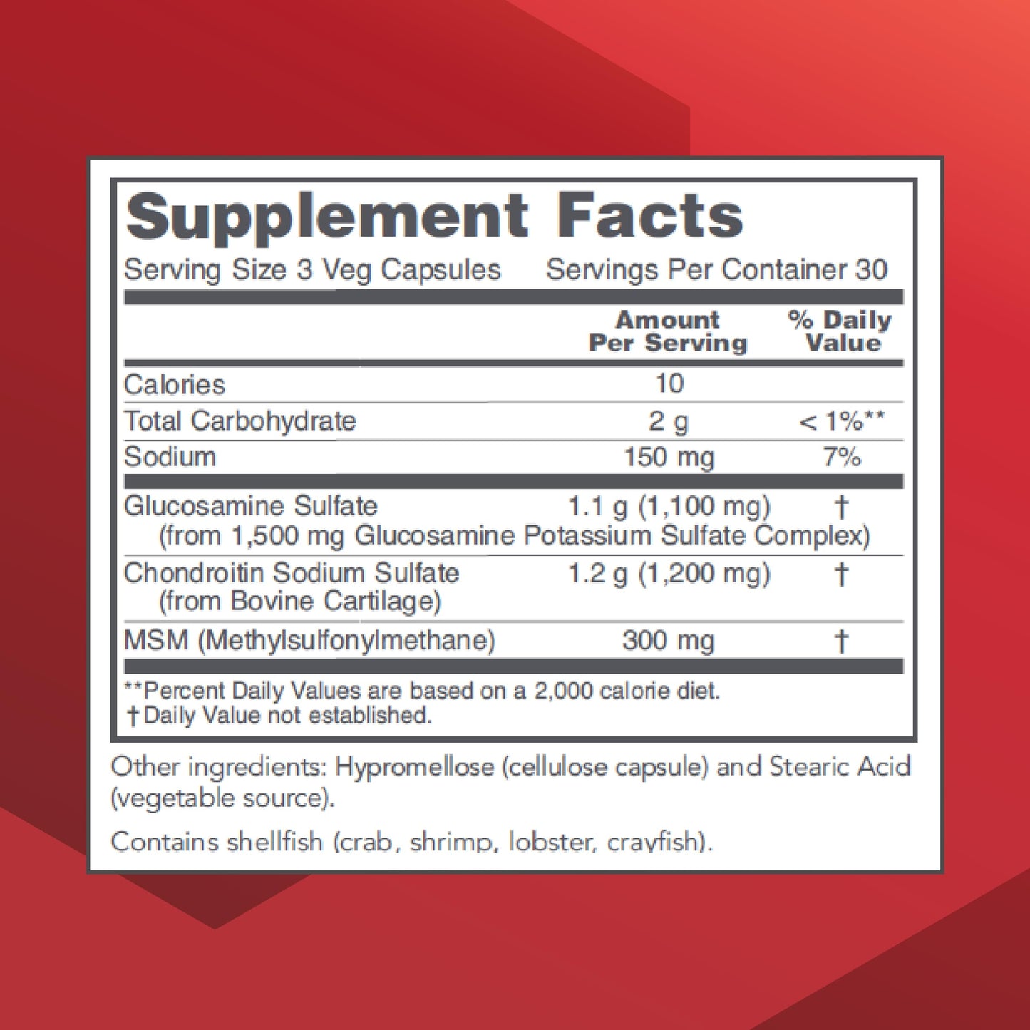 Protocol Glucosamine & Chondroitin with MSM - Joint Support* - 90 Veg Caps - Non-GMO & Dairy Free