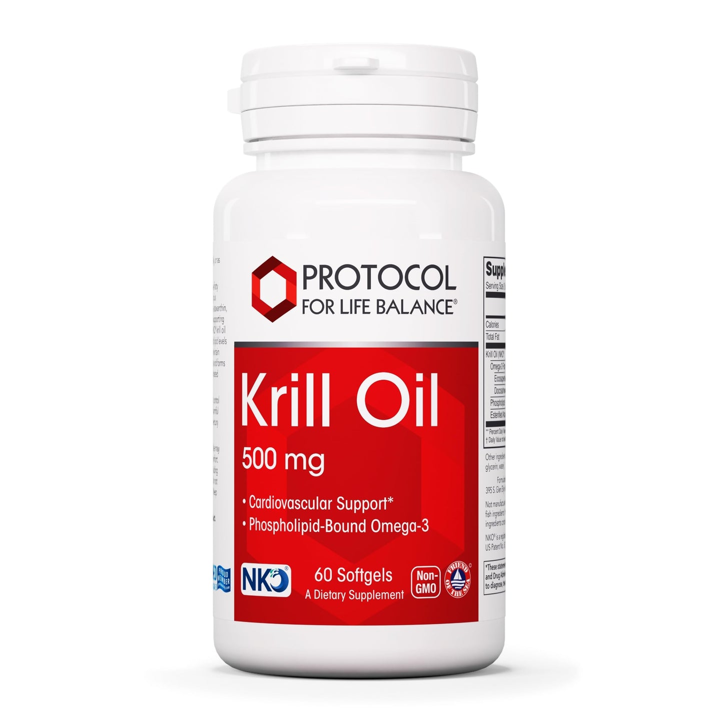 Protocol Krill Oil 500mg - Krill Oil Supplement with DHA & EPA - Astaxanthin - 60 Softgels - Non-GMO & Halal