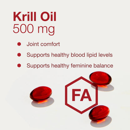 Protocol Krill Oil 500mg - Krill Oil Supplement with DHA & EPA - Astaxanthin - 60 Softgels - Non-GMO & Halal