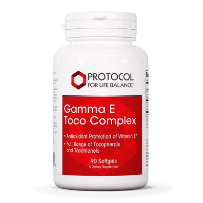 Protocol for Life Balance Gamma E Toco Complex - Vitamin E 300 mg | Antioxidant Support | Tocotrienols | Halal & Dairy Free | 90 Softgels