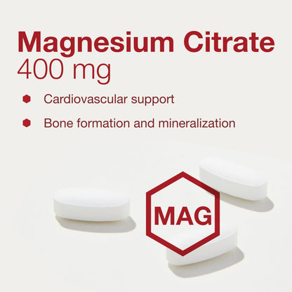 Magnesium Citrate 400mg – Heart Health & Bone Support | Protocol for Life Balance | Vegan, Kosher & Halal | 100 Tabs (Pack of 2)