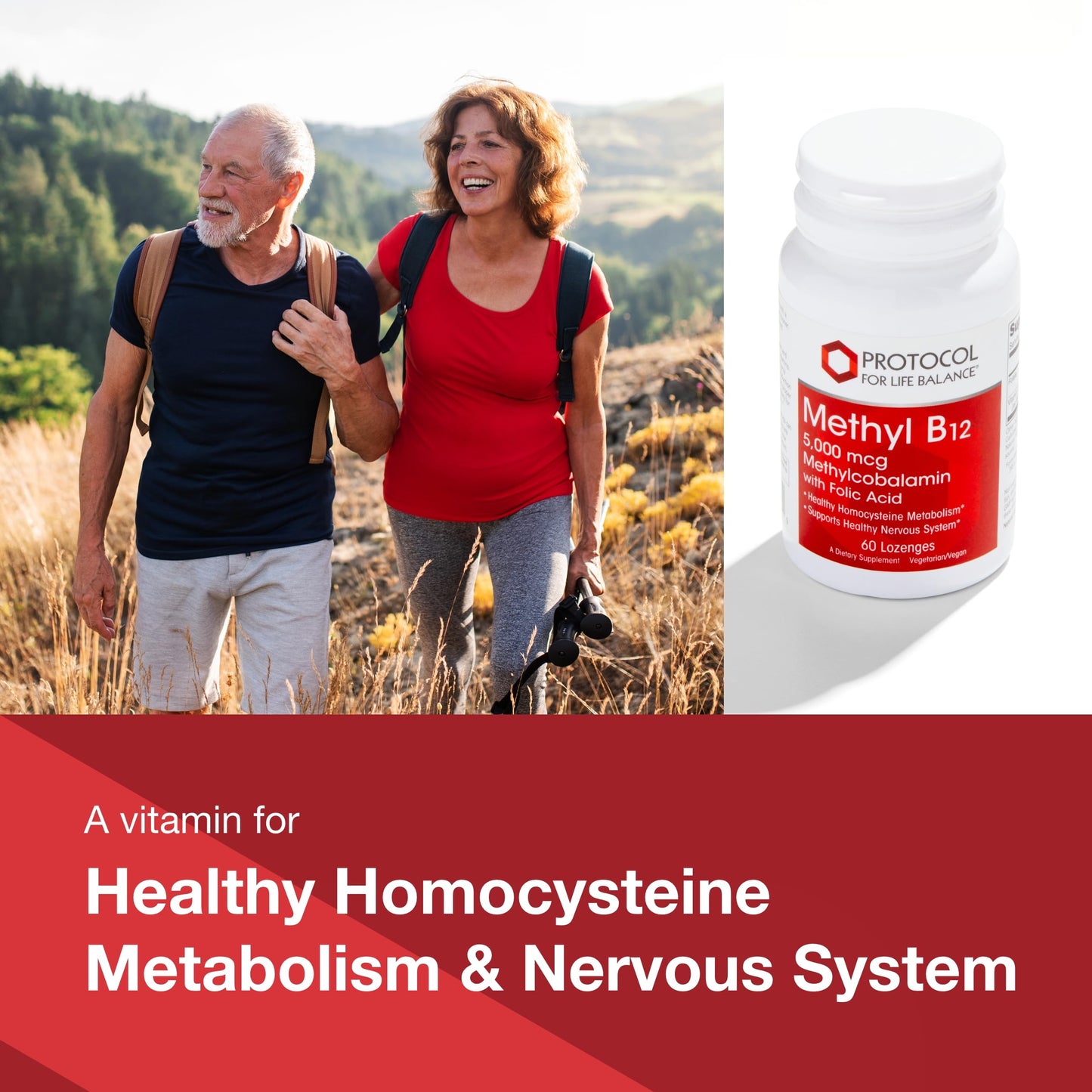Protocol Methyl B12 5,000mcg – Vitamin B12 for Homocysteine Metabolism | Brain & Nervous System Support | Kosher, Halal & Vegan | 60 Lozenges