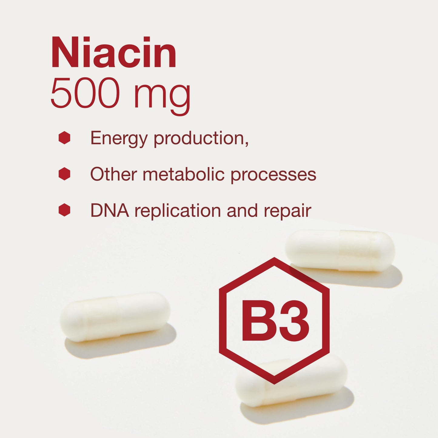 Protocol Niacin 500mg No-Flush Niacin - Vitamin B3 for Energy & Metabolism | 90 Veg Caps | Vegan & Kosher