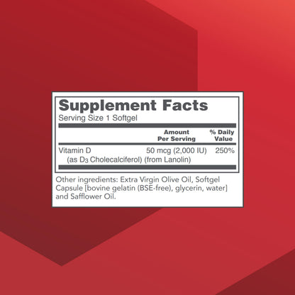 Protocol Vitamin D3 2,000 IU | Immune Support, Healthy Bones & Teeth | 120 Softgels (Pack of 2)