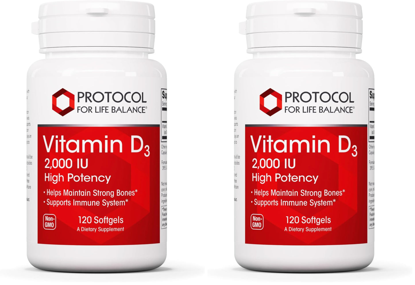 Protocol Vitamin D3 2,000 IU | Immune Support, Healthy Bones & Teeth | 120 Softgels (Pack of 2)