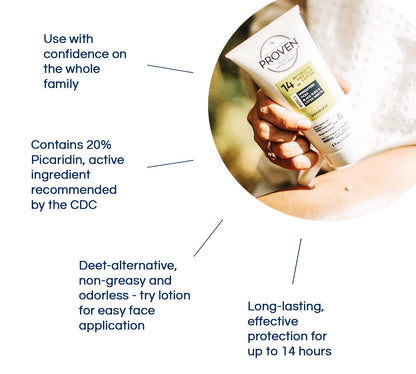 Proven Insect Repellent Lotion — 20% Picaridin, DEET-Free, Up to 14h Mosquito & Tick Protection (2-Pack)