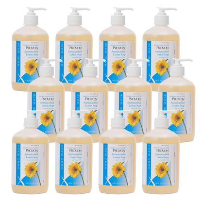 GOJO Provon Antimicrobial Lotion Soap 0.3% PCMX – Citrus Scent, 16 oz Pump, Pack of 12 | 4303-12