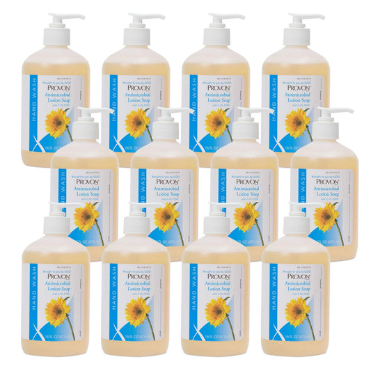 GOJO Provon Antimicrobial Lotion Soap 0.3% PCMX – Citrus Scent, 16 oz Pump, Pack of 12 | 4303-12