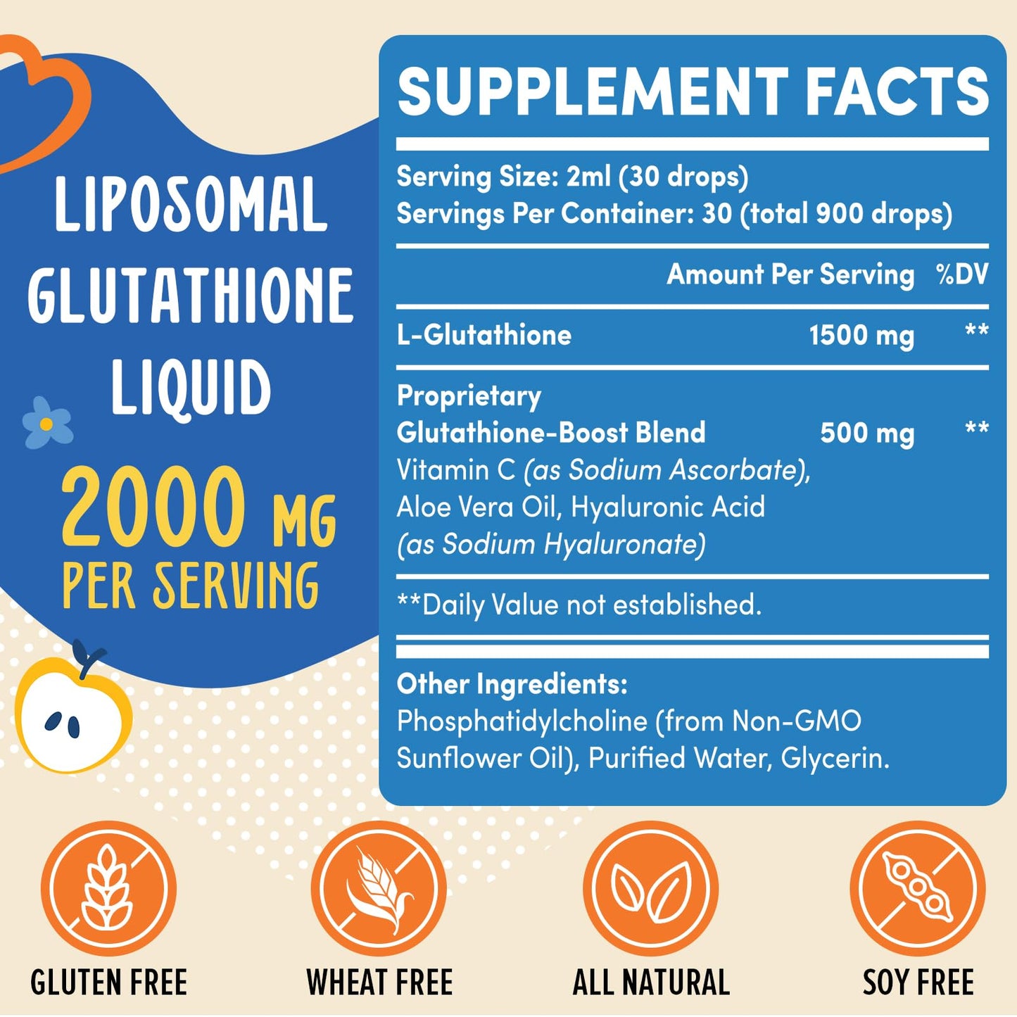 Prunucis 2000MG Liposomal Glutathione Liquid – 98% Absorption, Vegan, 4 oz