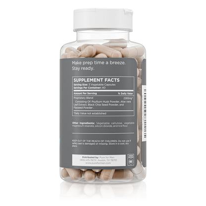 Pure for Men Original Vegan Stay Ready Fiber Supplement – Digestive Health & Regularity, 120 Vegan Capsules