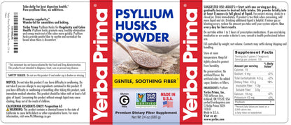 Yerba Prima Psyllium Husk Powder 24oz - Fine Ground, Unflavored, Sugar Free