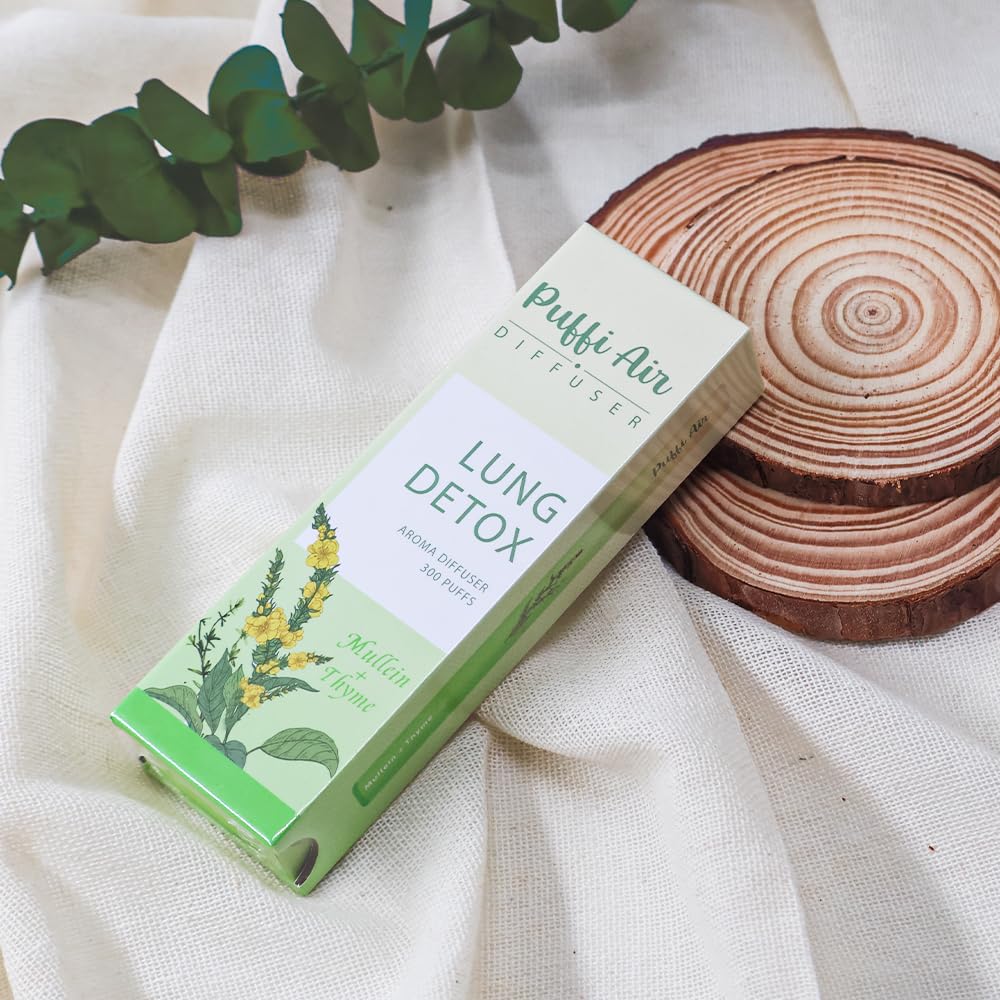 PUFFIAIR Herbal Diffuser – Mullein, Thyme & Mint for Respiratory Comfort | 300 Uses, 2 Packs, 3 Sticks