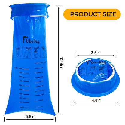 PukeBag 50 Pack Emesis Bags – Disposable Vomit Bags for Travel & Motion Sickness