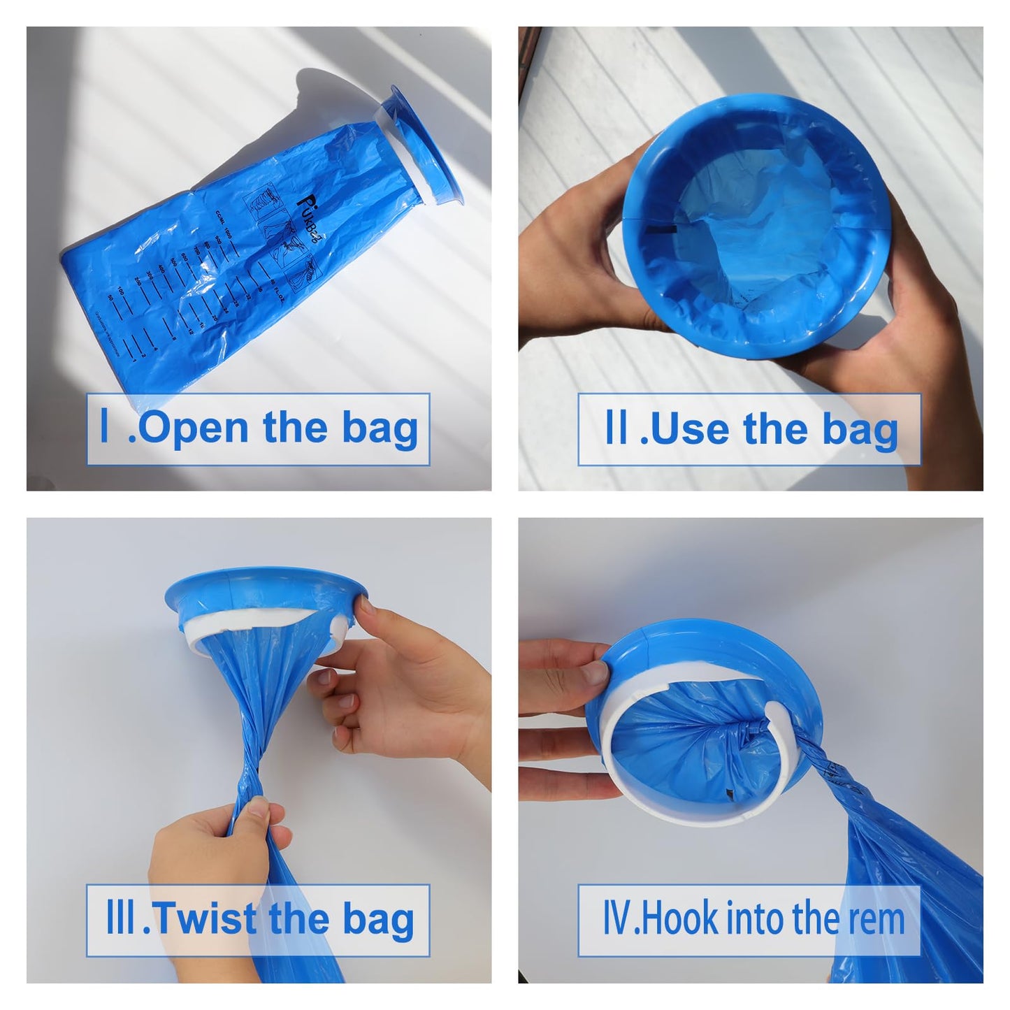 PukeBag Vomit Bags Disposable 1000ml – Leak-Resistant Emesis Bags for Travel