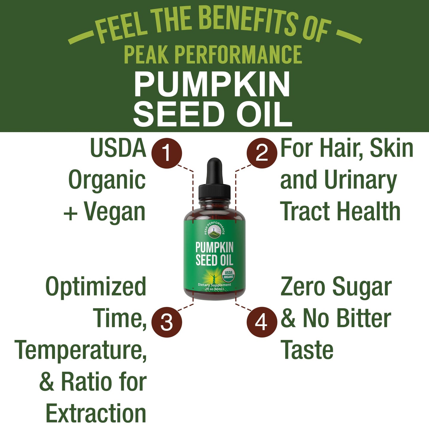 Pumpkin Seed Oil Drops – USDA Organic, Vegan, Gluten Free | Hair & Skin Health, Prostate Support