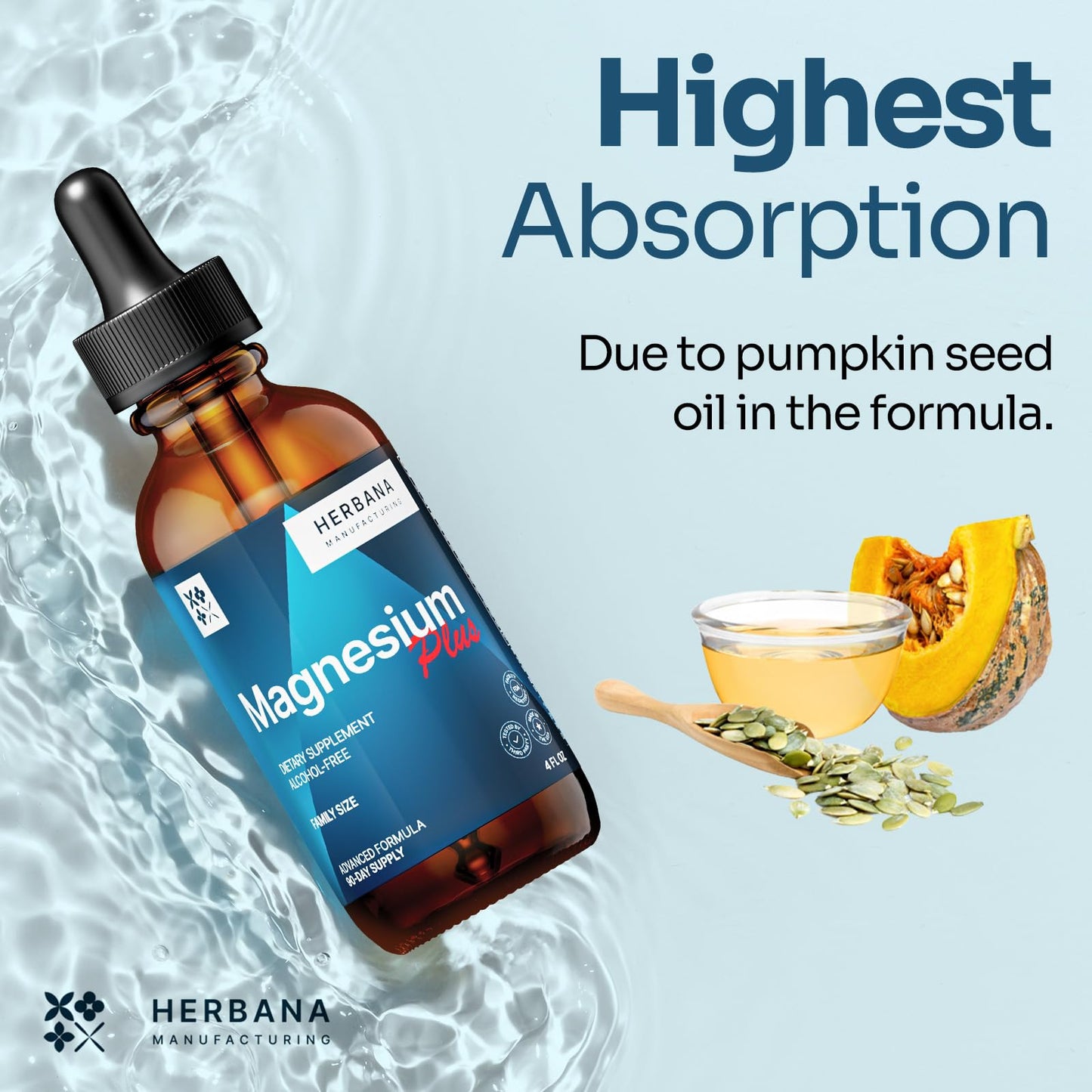 Triple Complex Magnesium Liquid Drops 4 oz – High-Absorption Mg Citrate, Glycinate & L-Threonate with B6, D & C