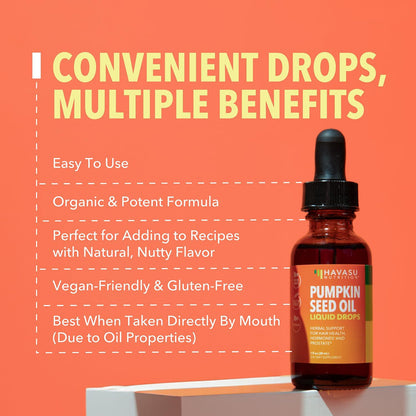 USDA Organic Pumpkin Seed Oil - Cold-Pressed for Hair, Prostate & Hormone Support | 1 Fl Oz