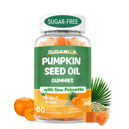 Pumpkin Seed Oil with Saw Palmetto Gummies – Organic, Sugar-Free, Vegan, 60 Gummies