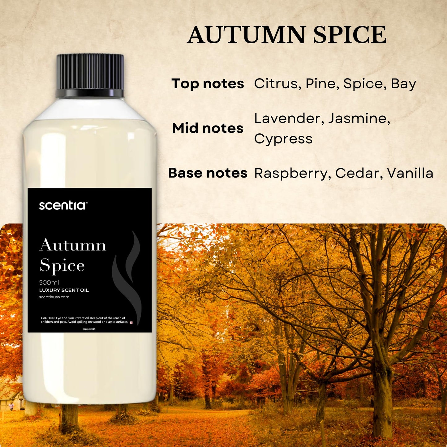 Scentia Autumn Spice Essential Oil – 500ml Fall Pumpkin Spice Diffuser Oil for Home, Halloween & Thanksgiving Décor