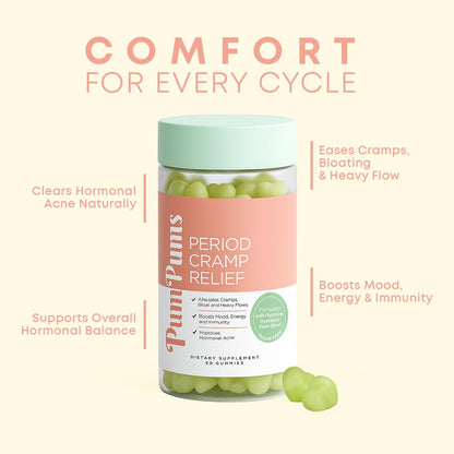 PumPums Period Cramp Relief Gummies | Vegan, Sugar-Free, 60 Gummies
