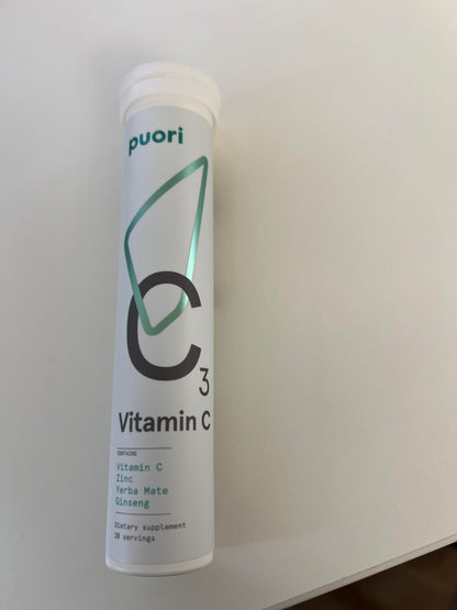Puori C3 Vitamin C Supplement for Immune Support & Antioxidants – 20 Servings x 2 Packs | Vitamin C, Zinc, Yerba Mate, Ginseng
