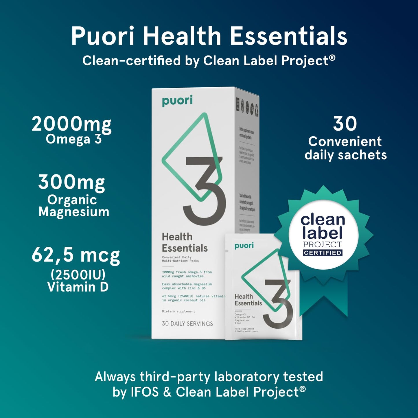 Puori P3 Health Essentials: Multivitamins for Men & Women – 30 Servings