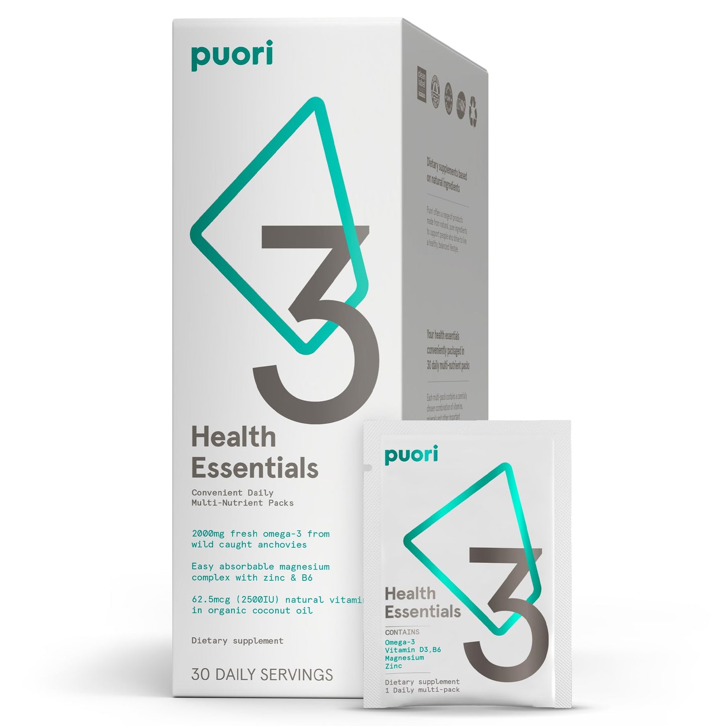 Puori P3 Health Essentials: Multivitamins for Men & Women – 30 Servings