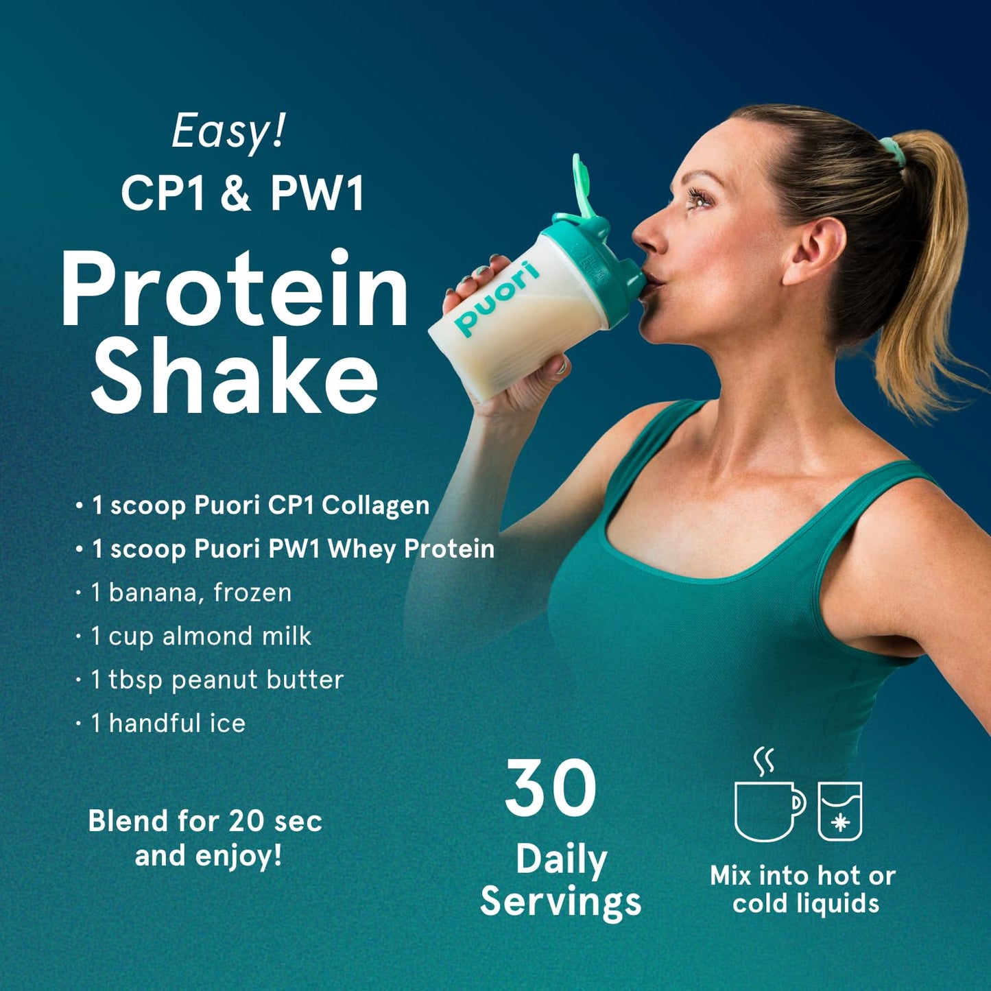 Puori Pure Collagen Peptides Powder, Unflavored — 10g Grass-Fed Bovine Collagen, Skin, Hair & Nails, Joint Support, 30 Servings