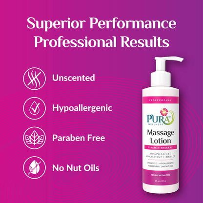 PURA 1st Wellness Massage Lotion - Unscented 8oz for Physical Therapy