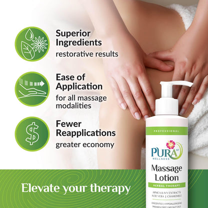 PURA 1st Wellness Professional Massage Lotion 8oz – Unscented, Hypoallergenic