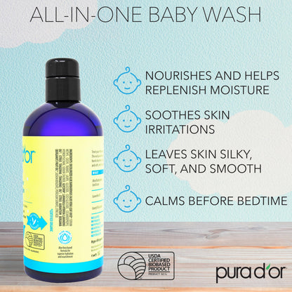 PURA D’OR All-in-One Baby Wash – 32 Oz, Tear-Free & Hypoallergenic