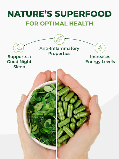 PURA VIDA MORINGA Capsules Single Origin Moringa Powder Organic. Pure Moringa Leaf. Energy, Metabolism, & Immune Support. 120ct. 500mg Caps.