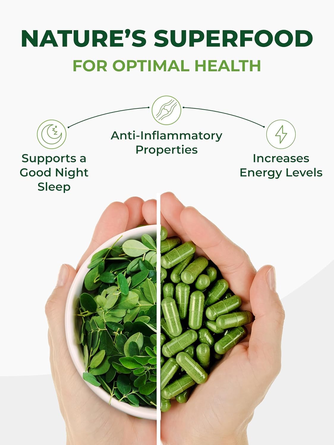 PURA VIDA MORINGA Capsules — Single Origin Organic Moringa Powder, 120 Count (500 mg) — Pack of 2