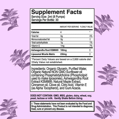PURALITY HEALTH Ashwagandha Liposomal Liquid - KSM-66, 2 fl oz, Chai