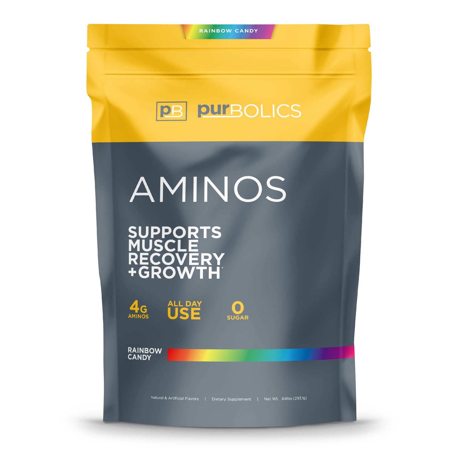 Purbolics Aminos Rainbow Candy – 4g Free-Form Amino Acids, Beta-Alanine, 0 Calories, 60 Servings