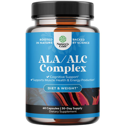 Alpha Lipoic Acid + Acetyl-L-Carnitine Supplement – Memory, Energy & Metabolism (60 Capsules)