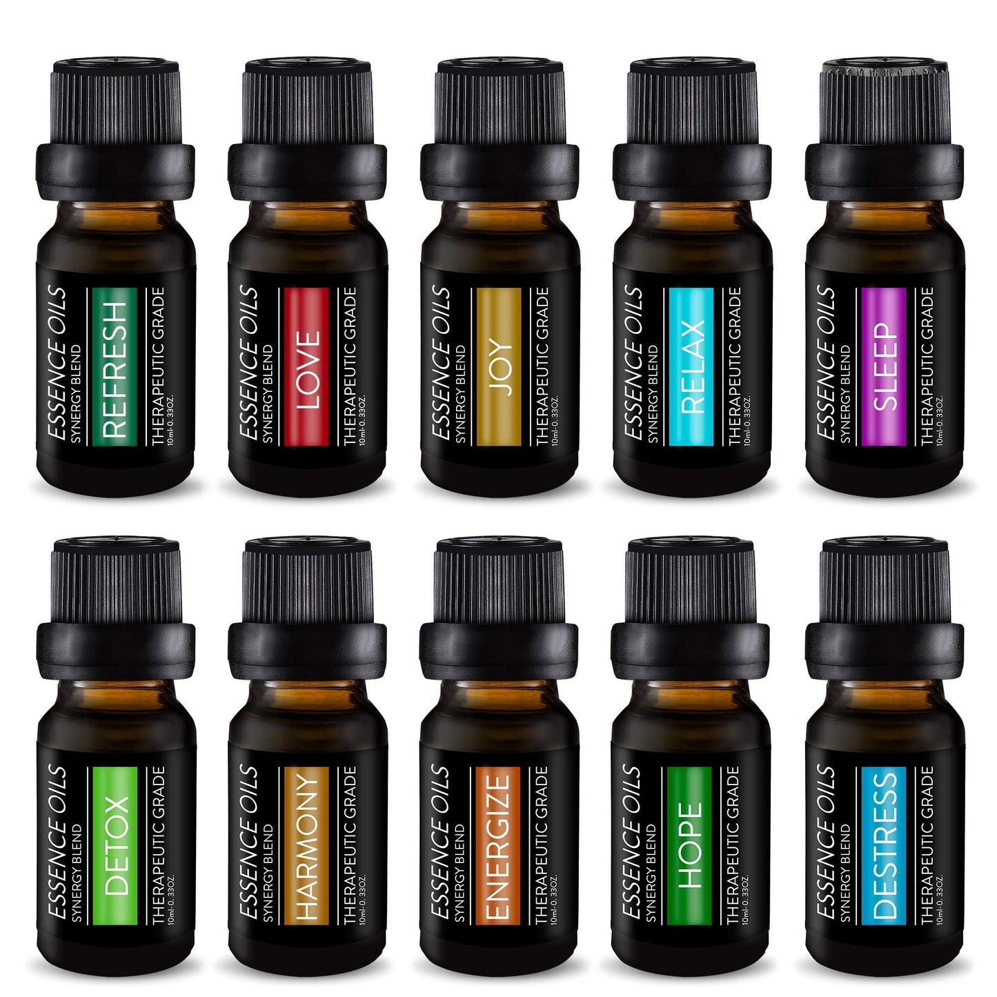 Pure Daily Care Aromatherapy Top 10 Essential Oil Synergy Blend Set – Therapeutic Grade – 10 x 10ml