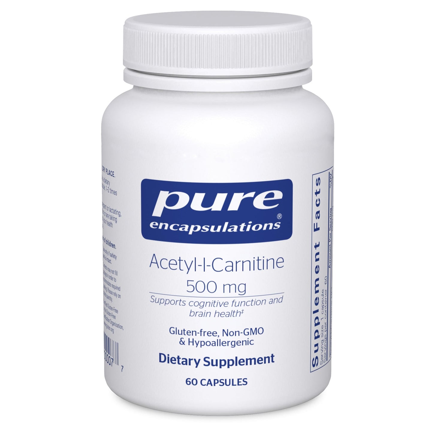 Pure Encapsulations Acetyl-L-Carnitine 500 mg | Memory & Focus Support | Gluten Free & Non-GMO | 60 Capsules