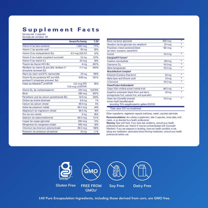 Pure Encapsulations Athletic Nutrients | Multivitamin & Mineral Complex for Exercise Performance | 120 Capsules