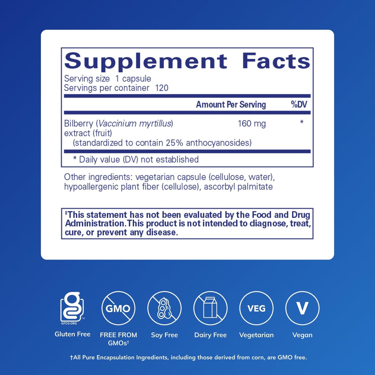 Pure Encapsulations Bilberry 160 mg | Supports Vision & Vascular Health | 120 Capsules