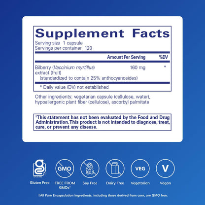 Pure Encapsulations Bilberry 160 mg | Supports Vision & Vascular Health | 120 Capsules