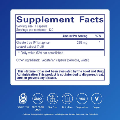 Pure Encapsulations Chaste Tree (Vitex) – Hormone Support & Menstrual Regularity, 120 Capsules